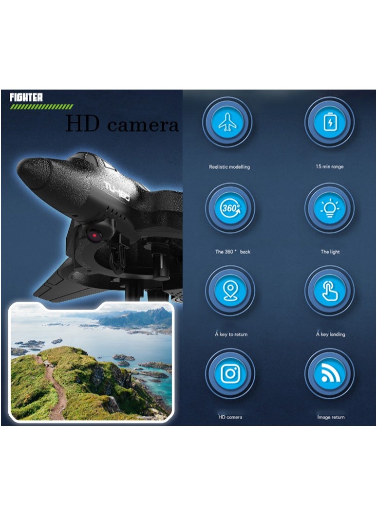 SYOSI - Remote Control Drone for Kids Gesture RC Stealth Raptor Airplane Quadcopter Fighter Jet with Light Spray 360° Flip Beginner Big Plane Toy Boys 2 Batteries 984FT - Image 1