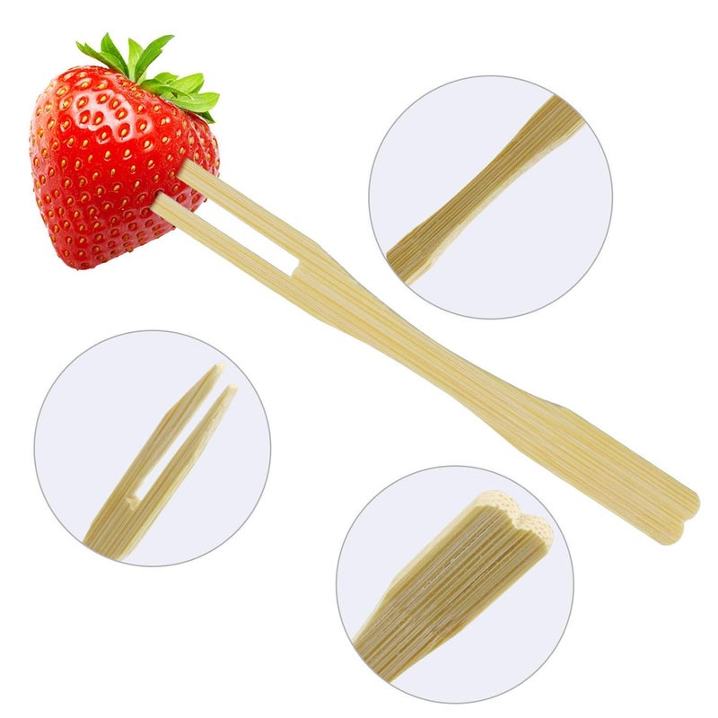 SVDK 35 inches Disposable Wooden Fruit Fork Sets Mini Fork for Snacks EcoFriendly Wooden Cutlery Bamboo Party Forks Mini Cocktail Picks Fruit Appetizers Dessert ForksPack of 100 - Image 4