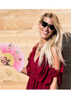 Y&D Folding Fan Handheld For Women Hand Fans Bamboo With Tassel Chinese Silk Fabric And Ribs Wall Decoration Wedding Birthday Gifts  - Image 5