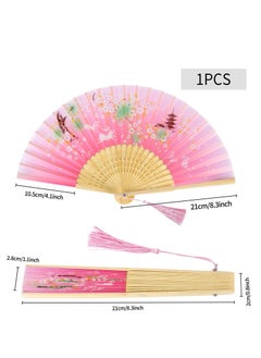 Y&D Folding Fan Handheld For Women Hand Fans Bamboo With Tassel Chinese Silk Fabric And Ribs Wall Decoration Wedding Birthday Gifts  - Image 2