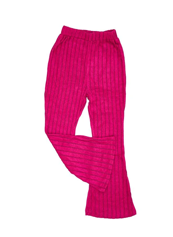 babyqlo Hot Pink Ribbed Flared Winter Co-ord Set