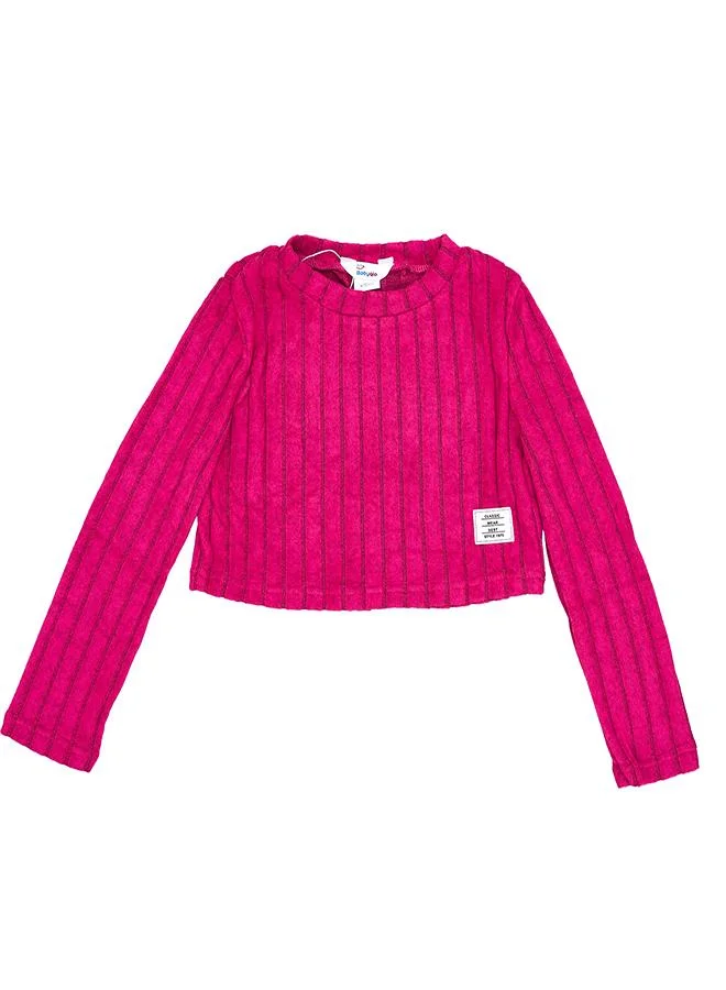 babyqlo Hot Pink Ribbed Flared Winter Co-ord Set