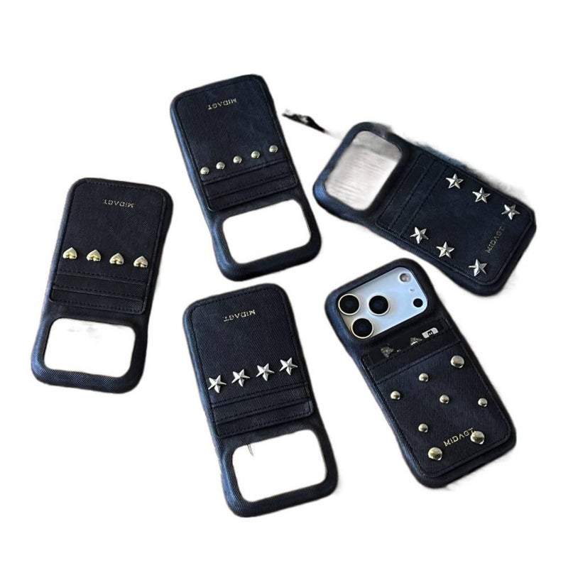 غطاء واقي، TPU حامل بطاقات، لـ iPhone 15 / 15 Plus / 15 Pro / 15 Pro Max، Denim Pocket Coin Card Slot - Star A من مادة TPU خفيف الحمل للاستخدام الداخلي للمكتب المنزلي - Image 2