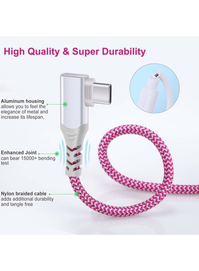 Pofesun 10ft USB C Cable Right Angle 90 Degree USB A to Type C Fast Charger Compatible for Samsung Galaxy S20 S10 S9 S8 Plus Note 9 8,LG G8 G7 V40 V20, Moto G7-Purple,Green,Rose - Image 4