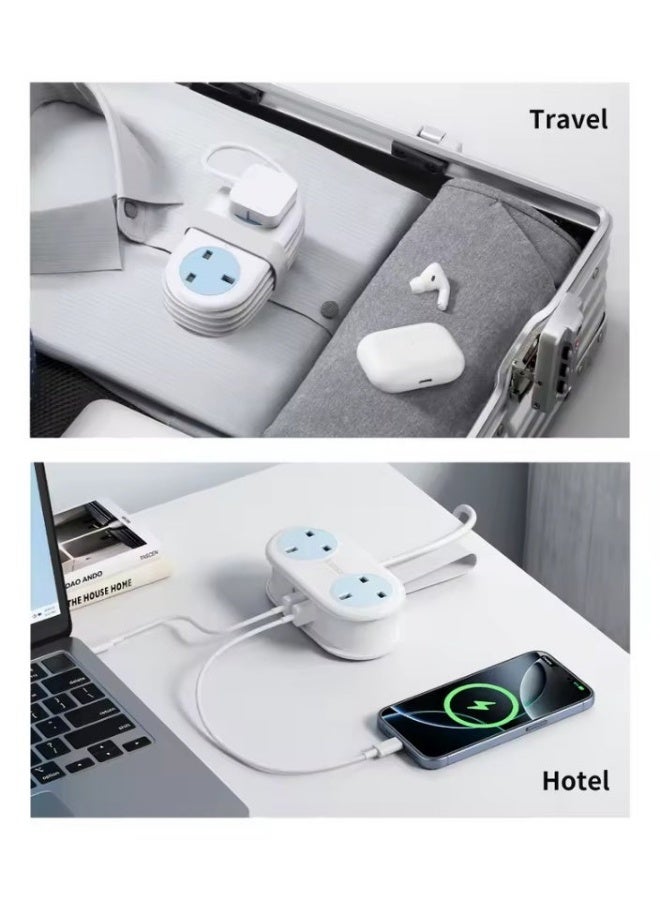 ORICO UK Plug Electrical Power Strip with Multiple 2 AC Outlets 2 USB Port 2 Type C Port 1.6M Extension Cord Portable Travel - Image 5