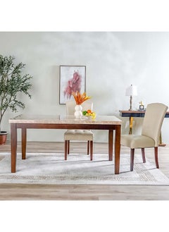 DANUBE HOME Brody Dining Table Rectangular Strong And Sturdy Kitchen Table 6 Seater Table Modern Design Desk Furniture For Home Dining Room 162.56x96.52x79.38 cm Beige And Dark Brown  - Image 1