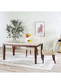 DANUBE HOME Brody Dining Table Rectangular Strong And Sturdy Kitchen Table 6 Seater Table Modern Design Desk Furniture For Home Dining Room 162.56x96.52x79.38 cm Beige And Dark Brown  - Image 2