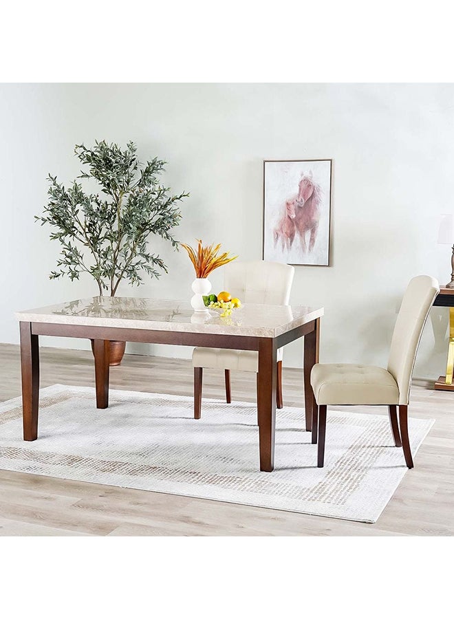 DANUBE HOME Brody Dining Table Rectangular Strong And Sturdy Kitchen Table 6 Seater Table Modern Design Desk Furniture For Home Dining Room 162.56x96.52x79.38 cm Beige And Dark Brown - Image 2