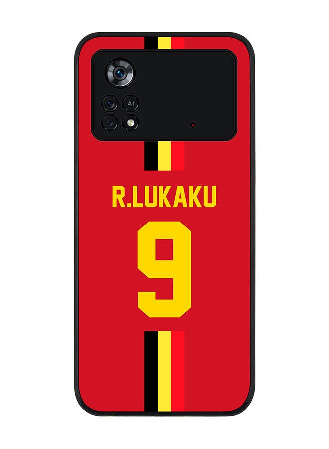Stylizedd Rugged Black edge case for Poco M4 Pro 4G Slim fit Soft Case Flexible Rubber Edges Anti Drop TPU Gel Thin Cover - Football Team - Belgium Player Name - R.Lukaku - Image 1