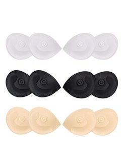 Bra Pad Inserts, Women's Removable Underwear Inserts Sponge Cups Semicircular Replacement Pads for Yoga Swimwear Bikini Swimsuits, Etc. (6 Pairs, White Black Skin Color)