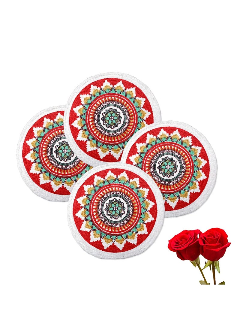 Night Dreams Night Dreams cot1150 Osric Braided Cotton Printed Design Placemat Best for BedSide TableCenter Table Dining TableShelves 14 Inch Round Multicolor 35cm Pack of 4  - Image 1