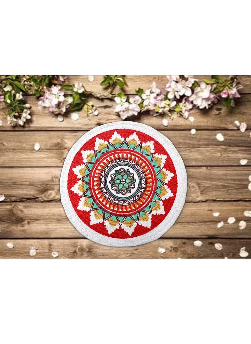 Night Dreams Night Dreams cot1150 Osric Braided Cotton Printed Design Placemat Best for BedSide TableCenter Table Dining TableShelves 14 Inch Round Multicolor 35cm Pack of 4  - Image 2
