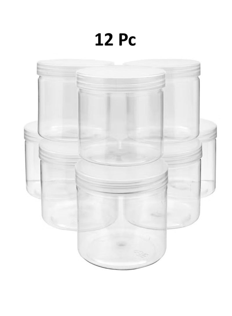 Home 12 Pack Clear 350 mL Plastic Jars with Lids Slime Containers for Kids DIY Crafts - Image 1