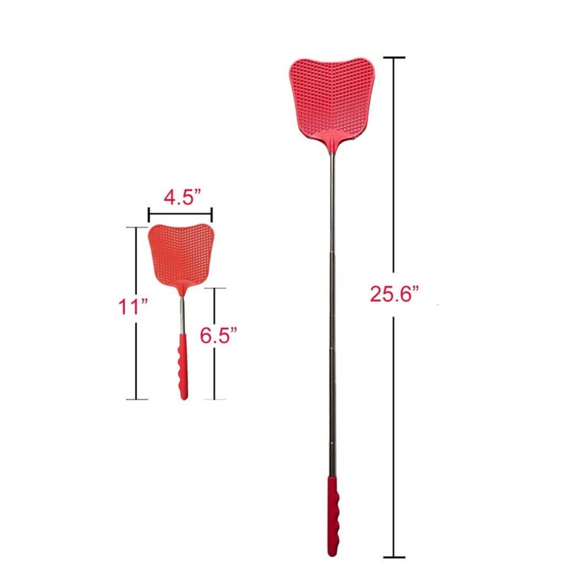 Zikra Extendable Fly Swatters Durable Plastic Fly Swatter Heavy Duty Set Telescopic Flyswatter with Stainless Steel Handle for Indoor Outdoor Classroom Office - Image 4