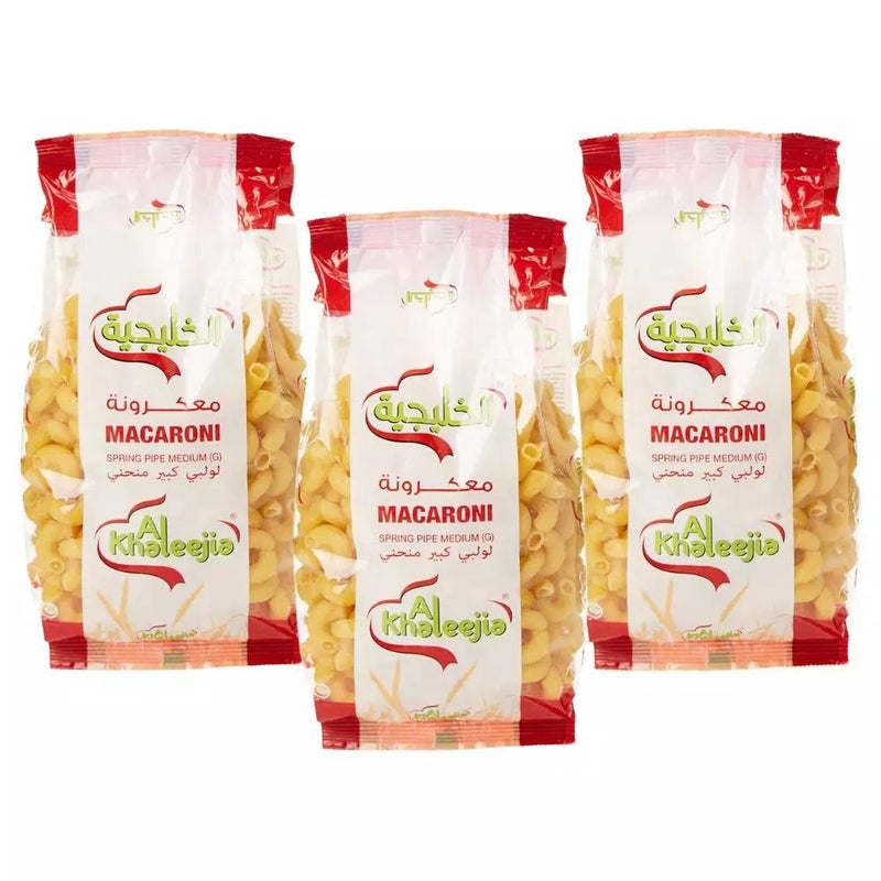 Al Khaleej Macaroni Spring Pipe Medium Pasta- 3X400gms