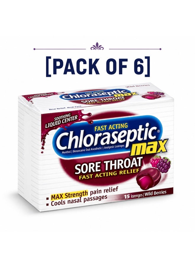 CHLORASEPTIC MAX SORE THROAT WILDBERRIES LOZ 15'S ( PACK OF 6)