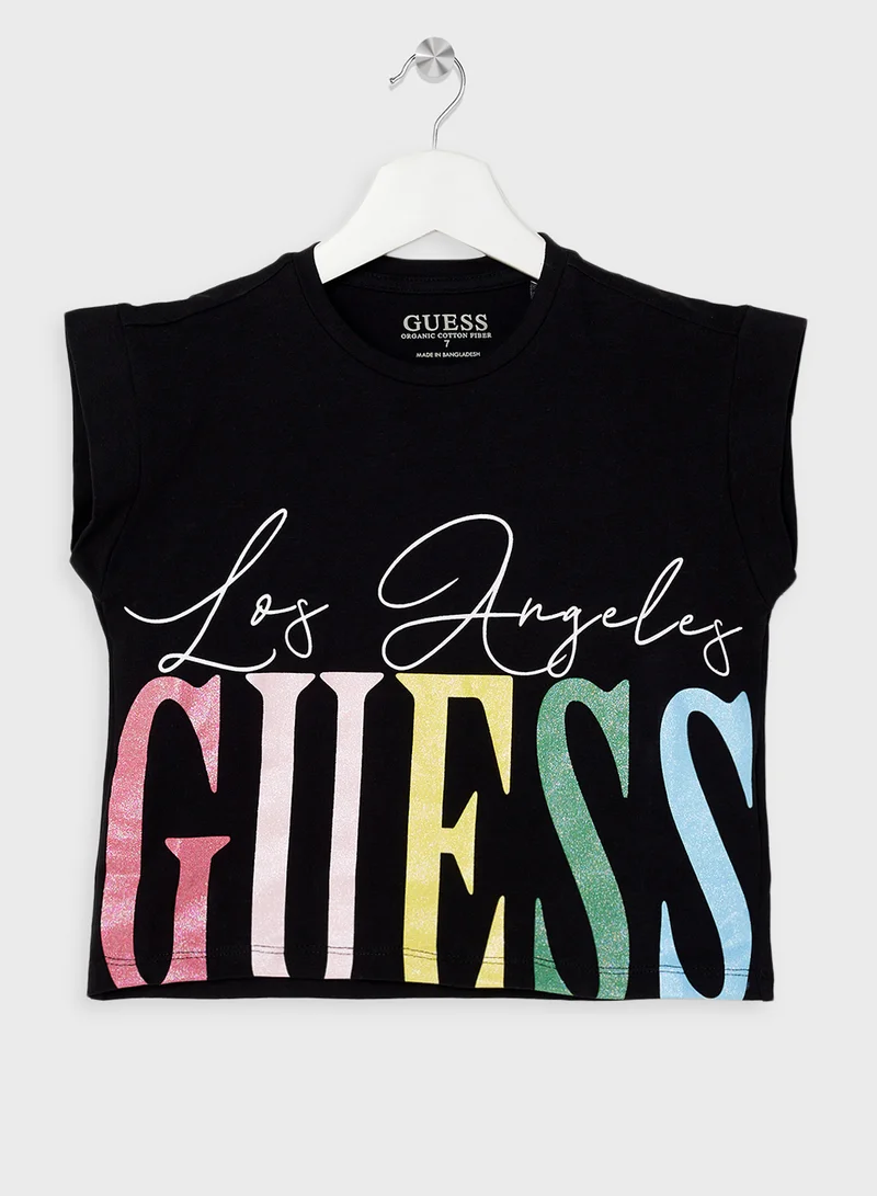 GUESS Kids Logo Printed Boxy Fit T-Shirt