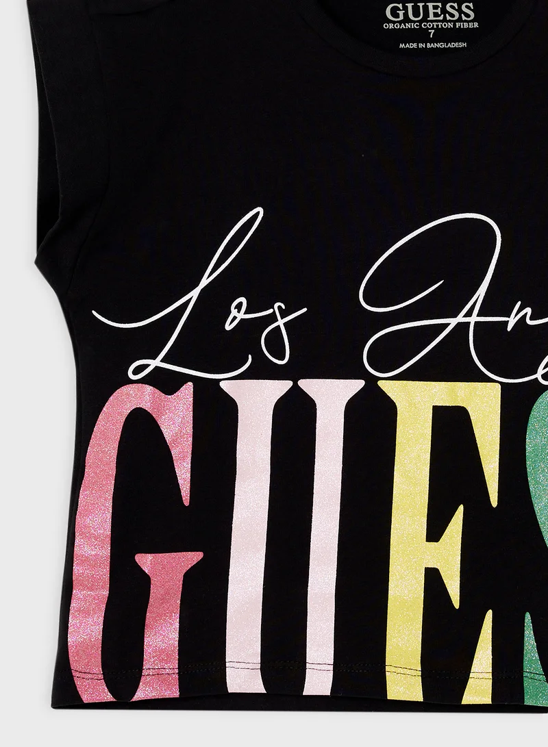 GUESS Kids Logo Printed Boxy Fit T-Shirt