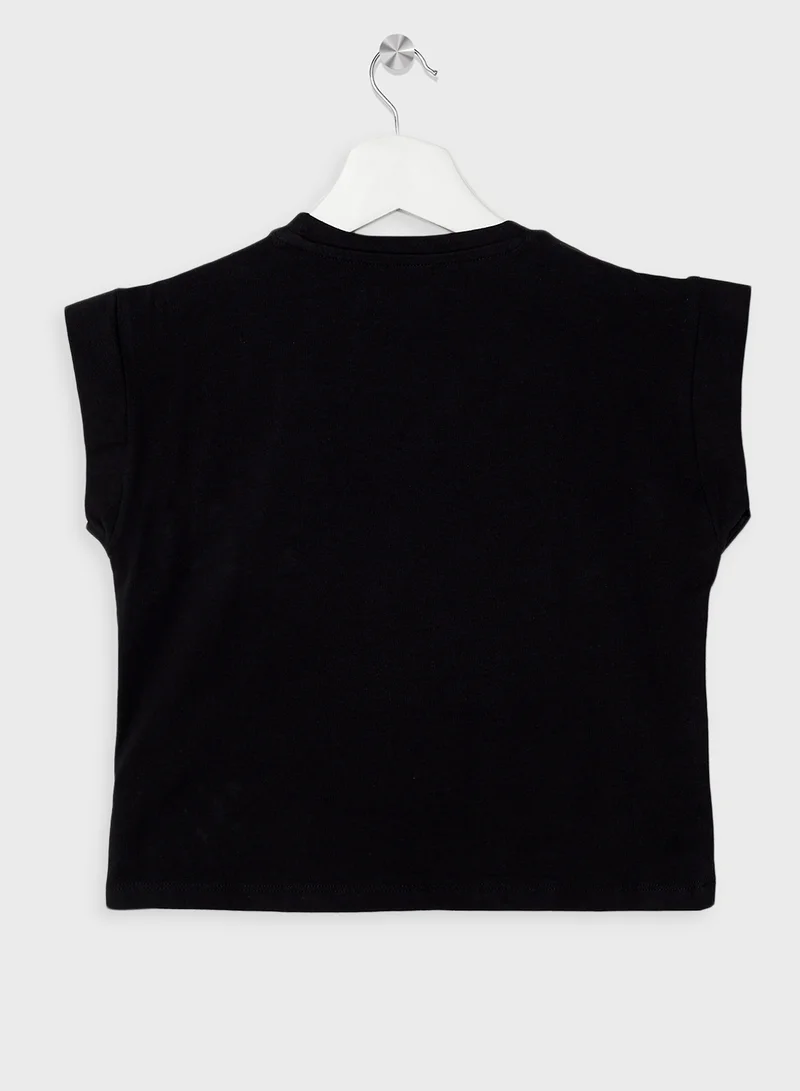 GUESS Kids Logo Printed Boxy Fit T-Shirt