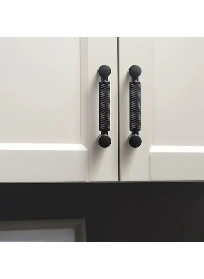 4 Pack Retro Industrial Style Strip Knurled Drawer Handle Matt Black 5 Inch Hole Center 128mm Non Slip Thread Design Minimalist Hardware Accessories High Density Metal - Image 5
