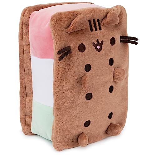 GUND Pusheen Neapolitan Ice Cream Sandwich Pusheen Plush, Stuffed Animal for Ages 8 and Up, Brown, 9.5” - Image 1