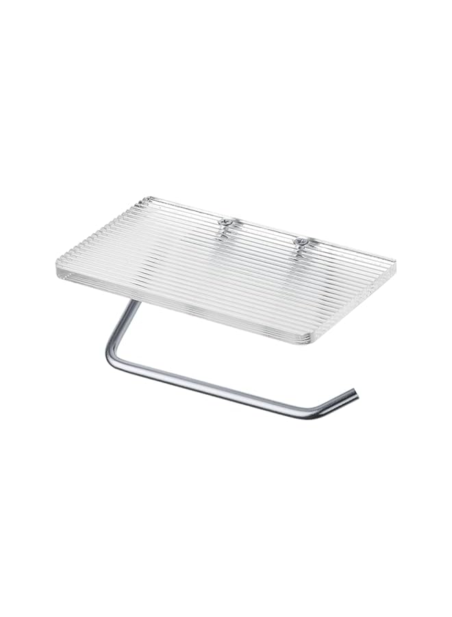 S-TOP Toilet Paper Holder, Paper Roll Holder No Punching Acrylic Tissue Holder Rack Light Luxury Bathroom Accessories Wall Mounted Waterproof No Rust (Silver) - Image 5