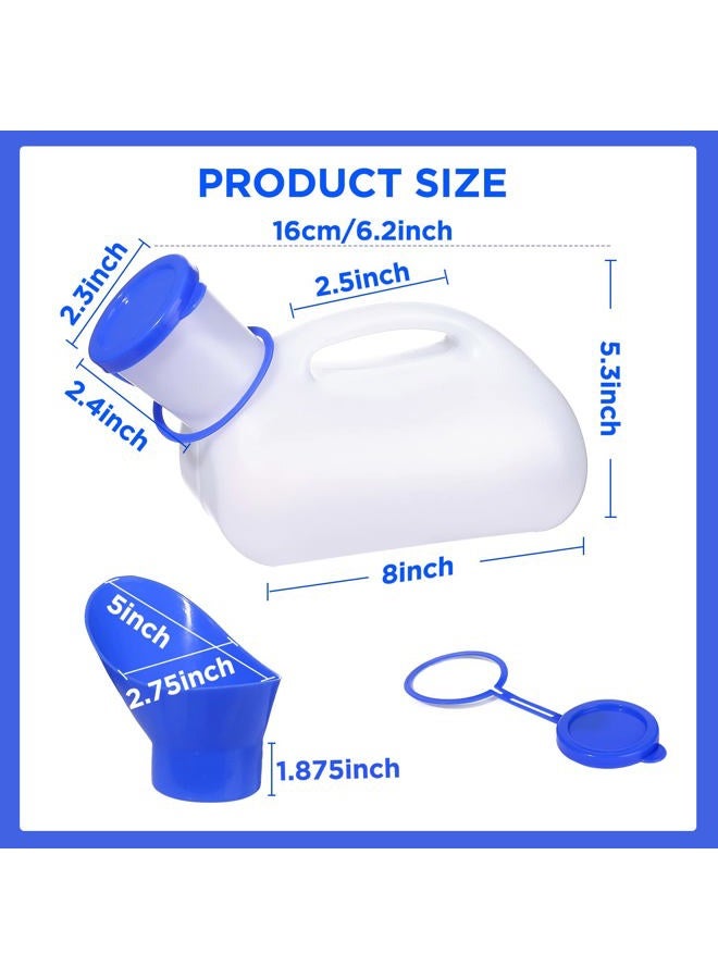 NUOMI 2 Pack Portable Urinals for Men, Spill Proof Travel Urinals Pee Bottle for Male Female Emergency Potties for Camping Hiking 1000ML - Image 2