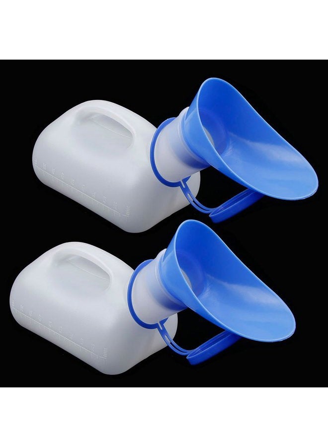 NUOMI 2 Pack Portable Urinals for Men, Spill Proof Travel Urinals Pee Bottle for Male Female Emergency Potties for Camping Hiking 1000ML - Image 1