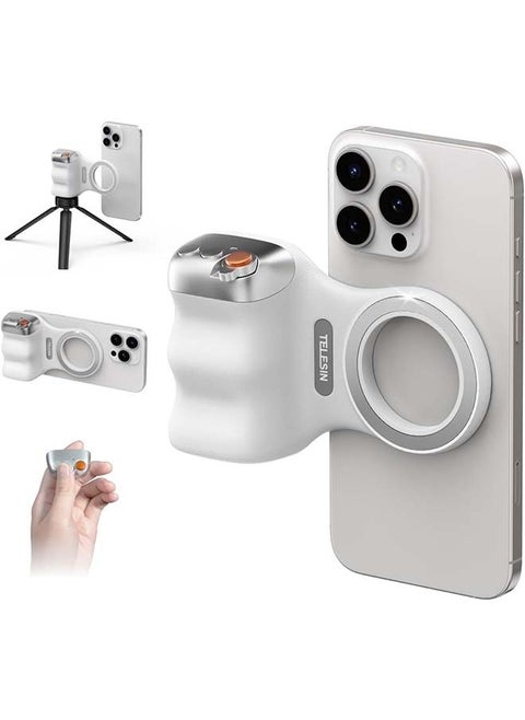 TELESIN Fun Shot Magnetic Phone Camera DSLR Style Shutter Grip for iPhone & Android with Detachable Wireless Shutter Button - MFI Certified - 1/4" Screw - Comfort Ergonomic Camera Grip Handle Holder