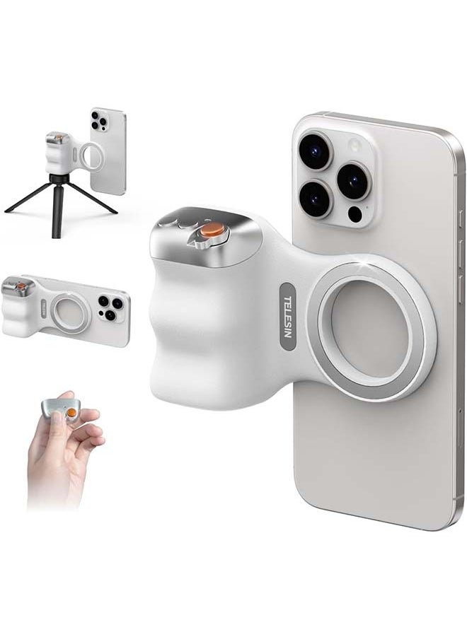 TELESIN - TELESIN Fun Shot Magnetic Phone Camera DSLR Style Shutter Grip for iPhone & Android with Detachable Wireless Shutter Button - MFI Certified - 1/4" Screw - Comfort Ergonomic Camera Grip Handle Holder - Image 1
