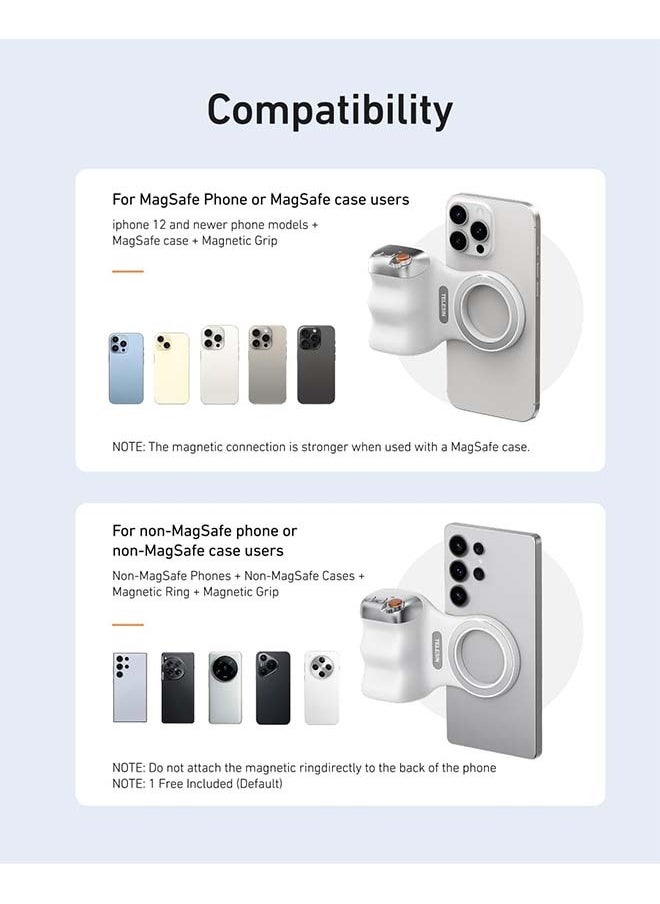 TELESIN - TELESIN Fun Shot Magnetic Phone Camera DSLR Style Shutter Grip for iPhone & Android with Detachable Wireless Shutter Button - MFI Certified - 1/4" Screw - Comfort Ergonomic Camera Grip Handle Holder - Image 1