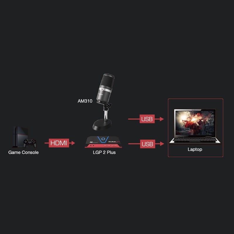 AVerMedia USB Multipurpose Microphone, for Recording, Streaming or Podcasting (AM310), 6.1" x 2.9" x 2.9" - Image 2