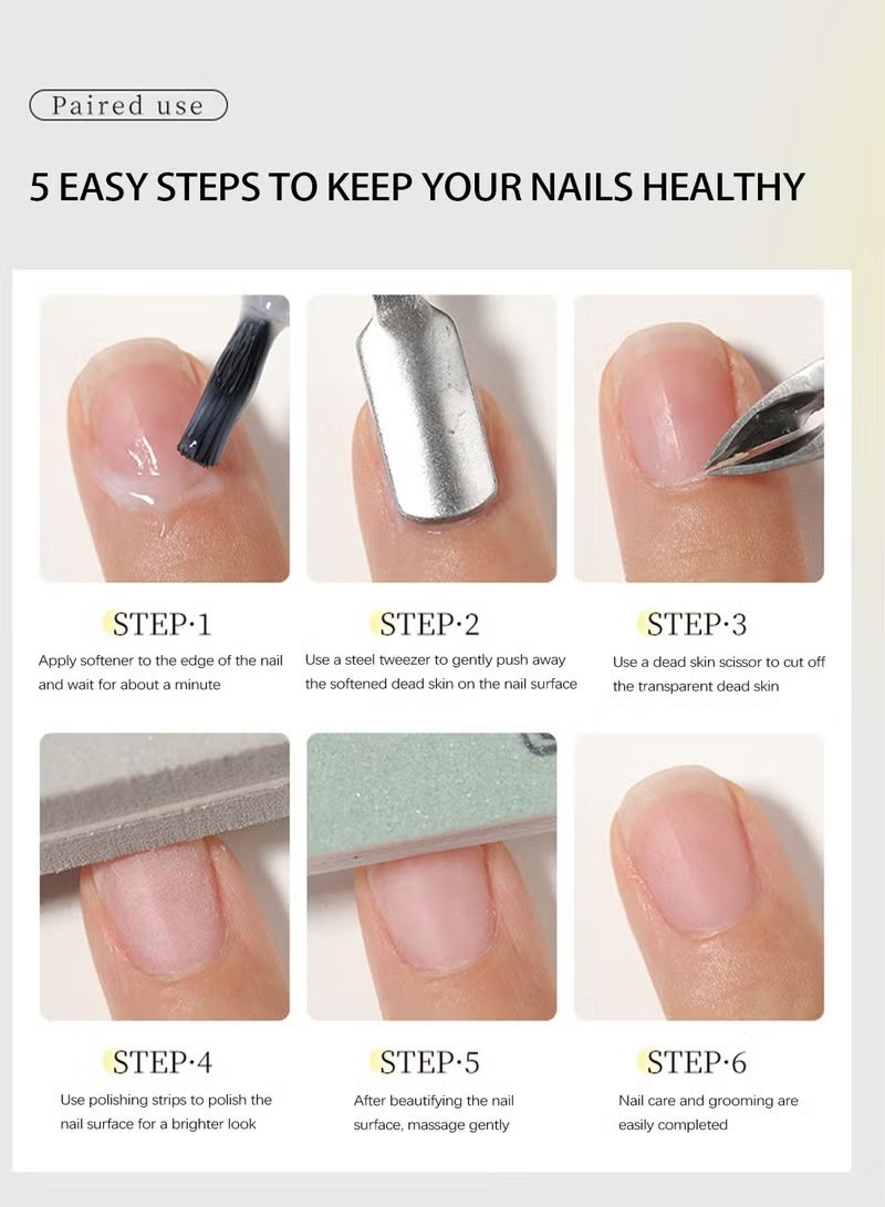 XZ JDUIY 5-Piece Nail Care Softening Kit - Nail file, cuticle pusher, cuticle nippers, softener, and buffing strip for perfect nails. - Image 5