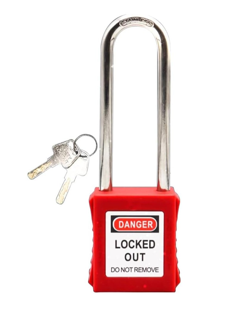 RACO RACO Giffex Locked Out Thermoplastic Safety Padlock With Key Industrial Lockout Long Steel Shackle For Chemical Electric Industrial Automotive  - Image 1
