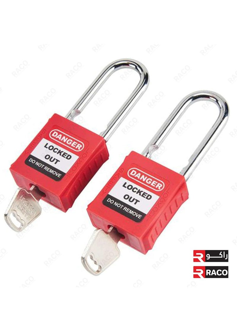 RACO RACO Giffex Locked Out Thermoplastic Safety Padlock With Key Industrial Lockout Long Steel Shackle For Chemical Electric Industrial Automotive  - Image 4