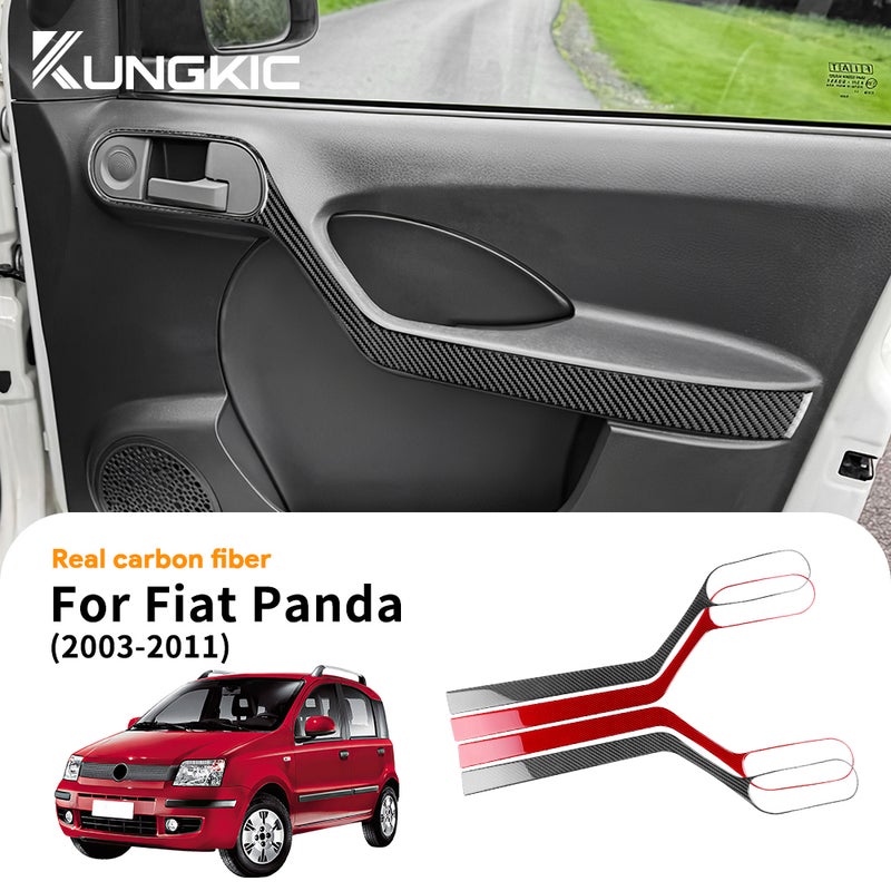 Real Soft Carbon Fiber Sticker for Fiat Panda 2003-2011 Front Rear Door Handle Panel LHD RHD - Image 3