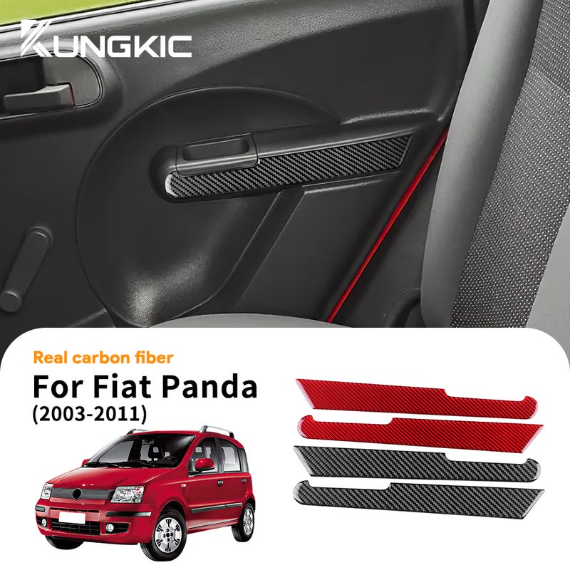 Real Soft Carbon Fiber Sticker for Fiat Panda 2003-2011 Front Rear Door Handle Panel LHD RHD - Image 1