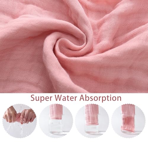 SnugOre Muslin Burp Cloths 5 Pack Large 20x12 inches Baby Burping Cloths, 6-Layer 100% Cotton for Newborn Boys Girls, Ultra Soft & Absorbent (White & Pink) - Image 4