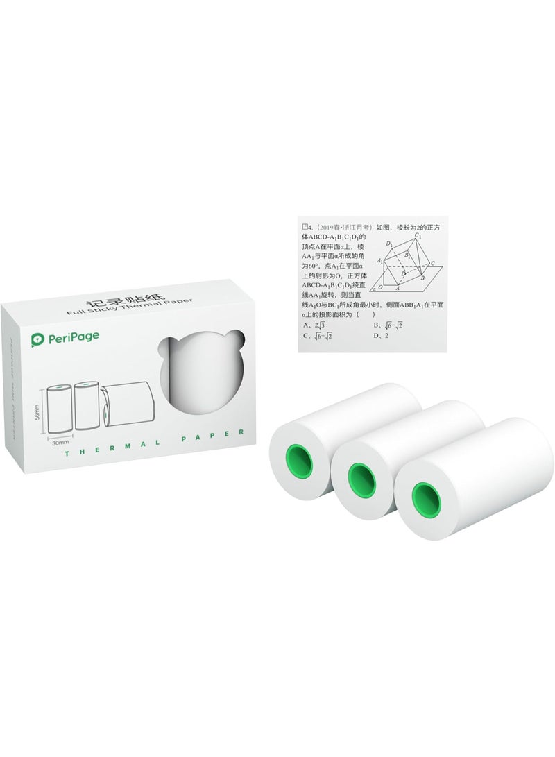 PeriPage Thermal Paper 56 mm x 30 mm Size 3-Rolls/Box White - Image 1