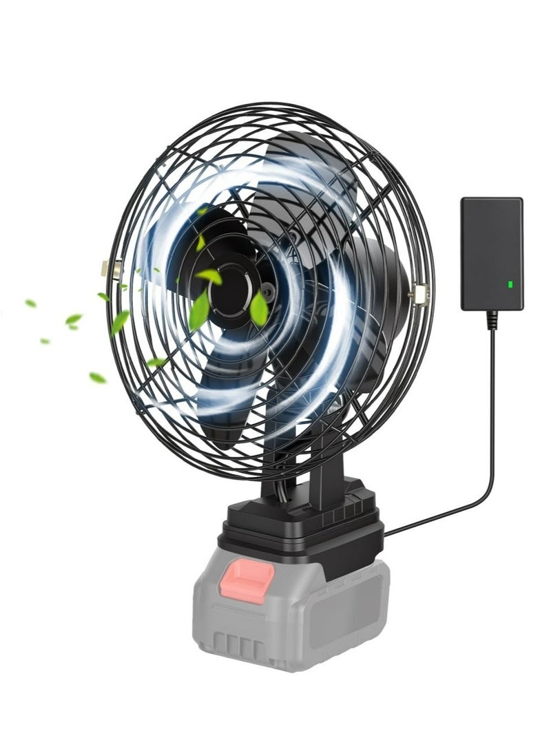 48V Cordless Jobsite Fan with 2 Batteries, Portable Workshop Cooling Fan with 2 Speed Settings, Adjustable Head, USB Charging, Battery Compatible for Garage, Camping, Construction & Power Outages - Image 2
