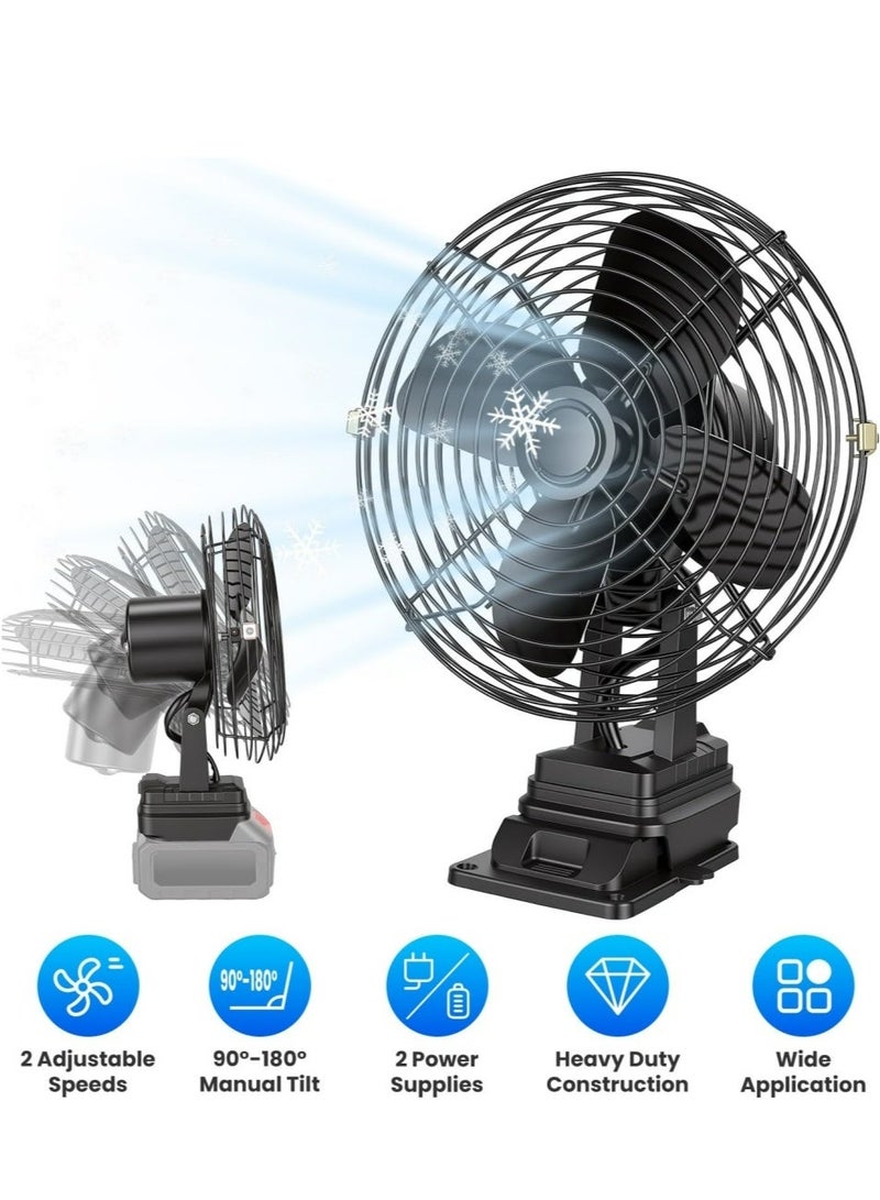 48V Cordless Jobsite Fan with 2 Batteries, Portable Workshop Cooling Fan with 2 Speed Settings, Adjustable Head, USB Charging, Battery Compatible for Garage, Camping, Construction & Power Outages - Image 1