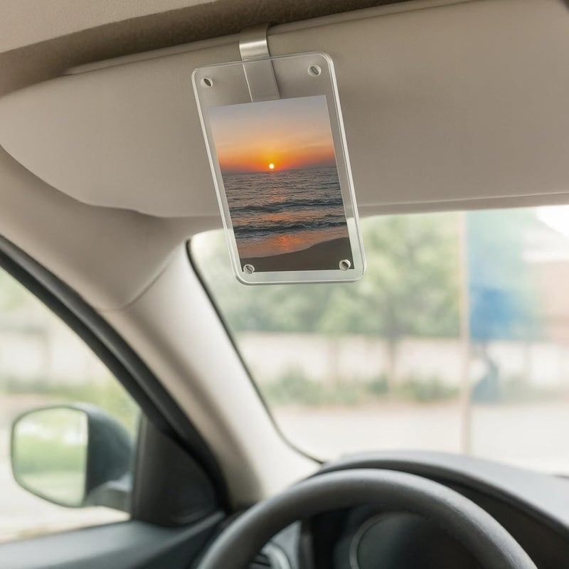 8 Car Visor Picture Frames, Acrylic, Metal Clip, 9 X 6 Cm, Easy Install - Image 3