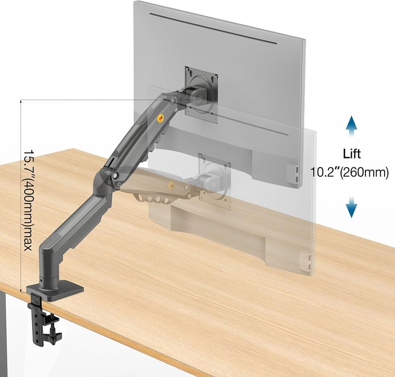 NB ERGONOMIC NB North Bayou Monitor Desk Mount Stand Full Motion Swivel Monitor Arm with Gas Spring for 17-30''Monitors(Within 4.4lbs to 19.8lbs) Computer Monitor Stand F80 - Image 4