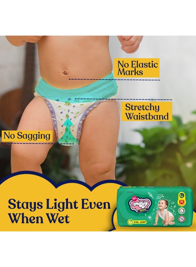 Snuggy Baby Diaper Pants, Medium, Size-3, 6-11Kg, 2 Counts - Image 4