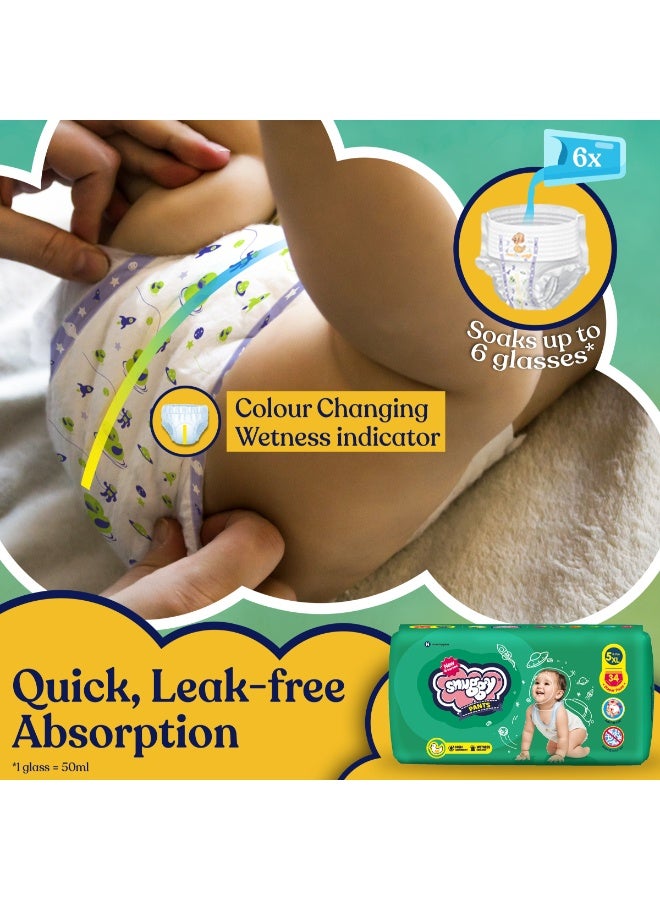 Snuggy Baby Diaper Pants, Medium, Size-3, 6-11Kg, 2 Counts - Image 2