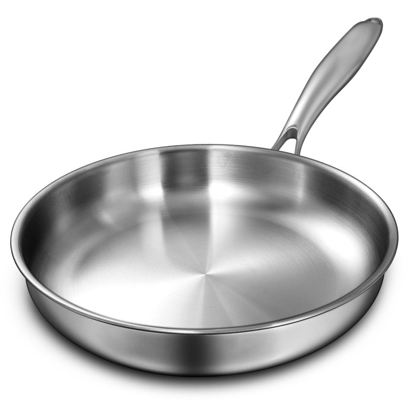 12 Inch TriPly Stainless Steel Frying Pan Skillet Induction Cooking Pan Dishwasher and Oven Safe Fast  Even Heat Heavy Duty and Detachable Handle