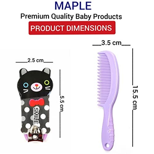 Maple Round Edge Baby Comb Multicolor with Nail Clipper/Cutter (Combo of 4) - Image 2