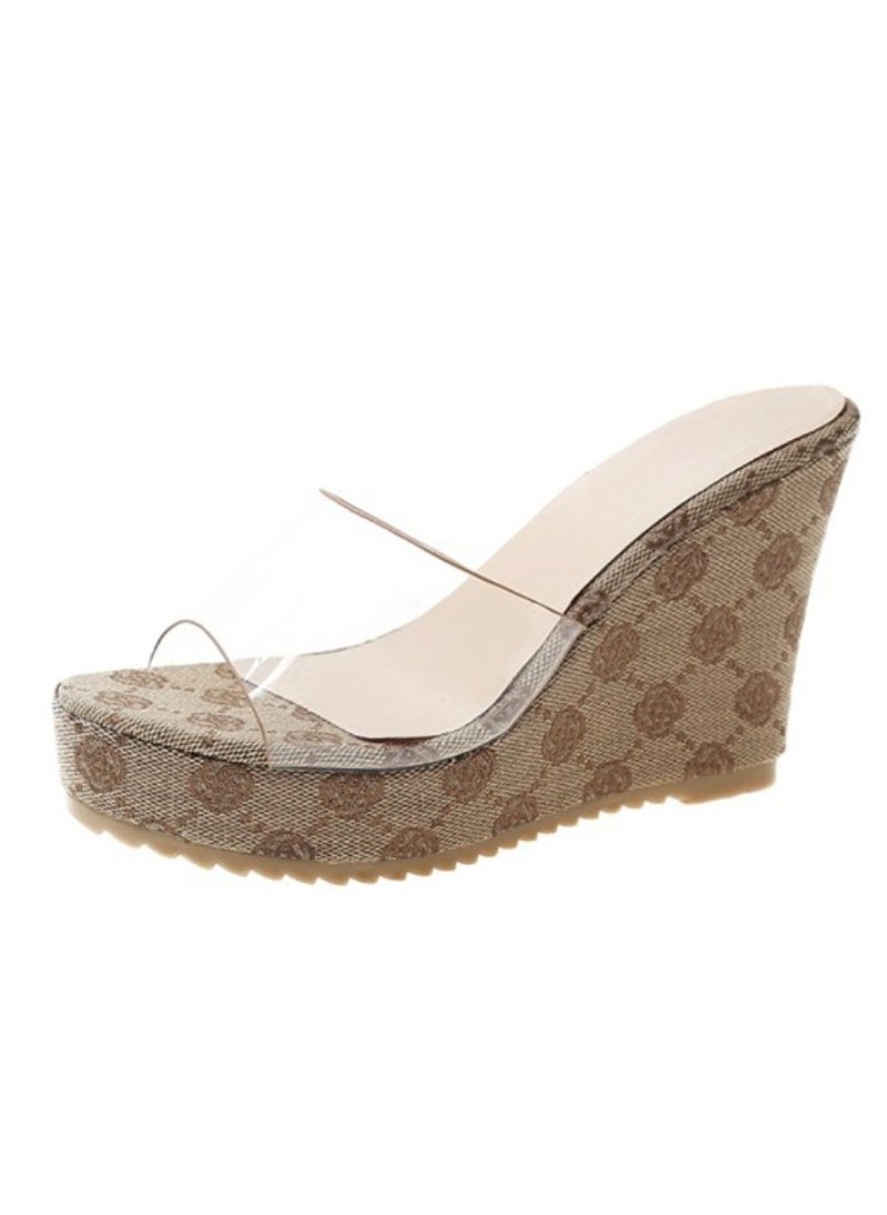 Rup Art Transparent Peep Toe Platform Expose Nail Art Summer Slippers PVC Wedges Slippers Sandals Women Fashion High Heels Female Shoes Rup Art  - Image 1