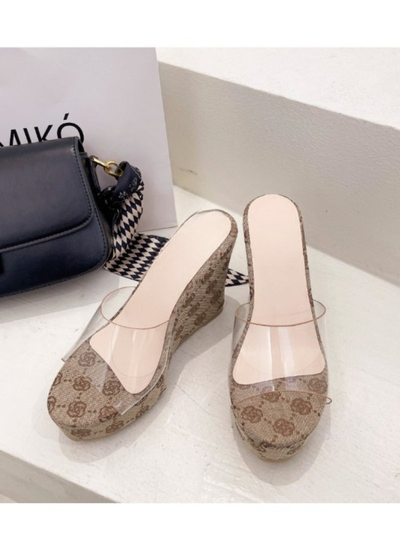 Rup Art Transparent Peep Toe Platform Expose Nail Art Summer Slippers PVC Wedges Slippers Sandals Women Fashion High Heels Female Shoes Rup Art  - Image 5