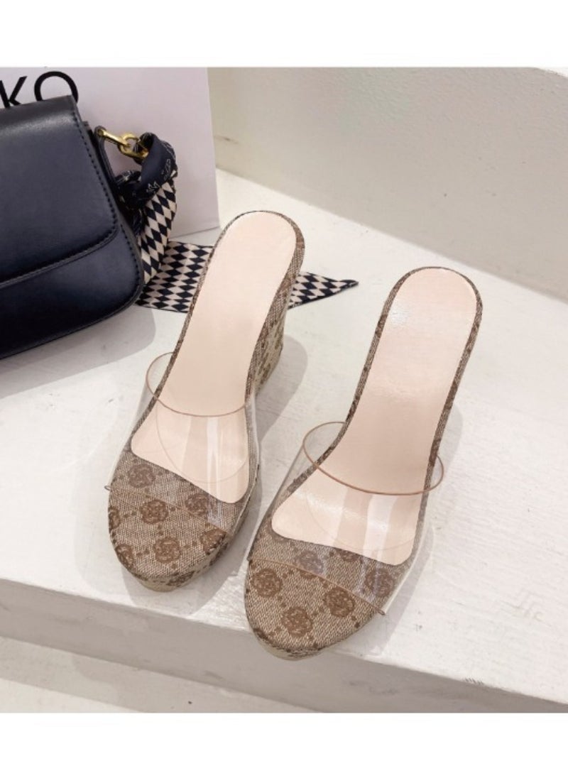 Rup Art Transparent Peep Toe Platform Expose Nail Art Summer Slippers PVC Wedges Slippers Sandals Women Fashion High Heels Female Shoes Rup Art  - Image 2